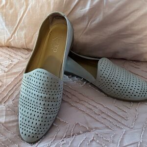 Franco Sarto Perforated Slip-On Loafers — Light Gray